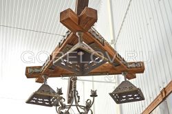 Wooden triangular chandelier L-1200 h-300 (Height without suspension) (Approximate sizes)