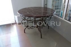 Round table with stone countertop